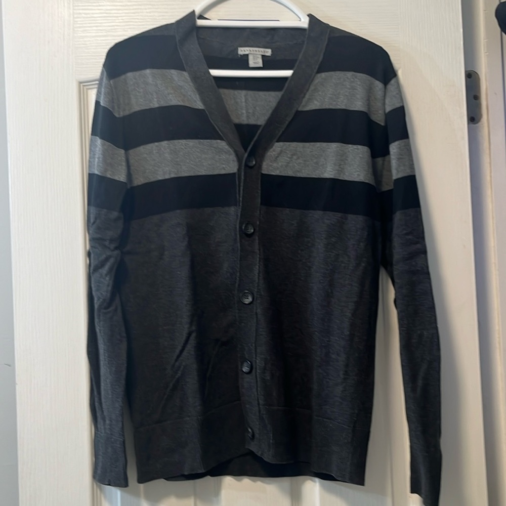 Paraphrase charcoal striped cardigan